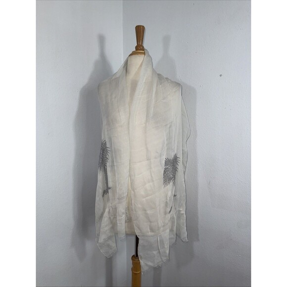 Bottega Veneta Rectangular Scarf‎ Women 69 X 14 Silk Palm Tree Graphic - Picture 1 of 9